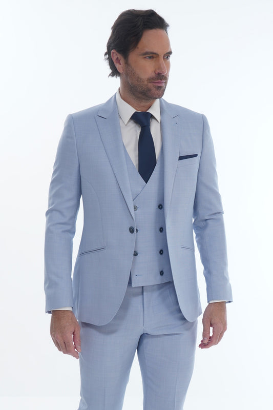 Costume sur mesure - 3 pièces bleu ciel