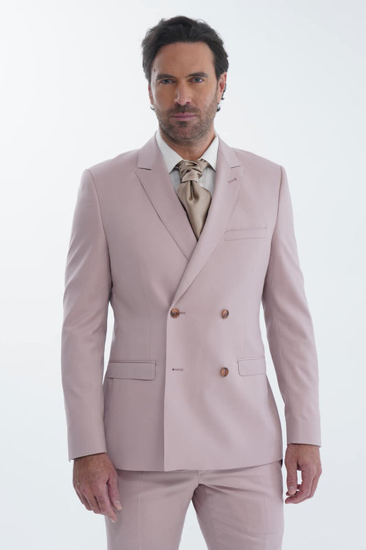 Costume sur-mesure croisé - Rose poudré