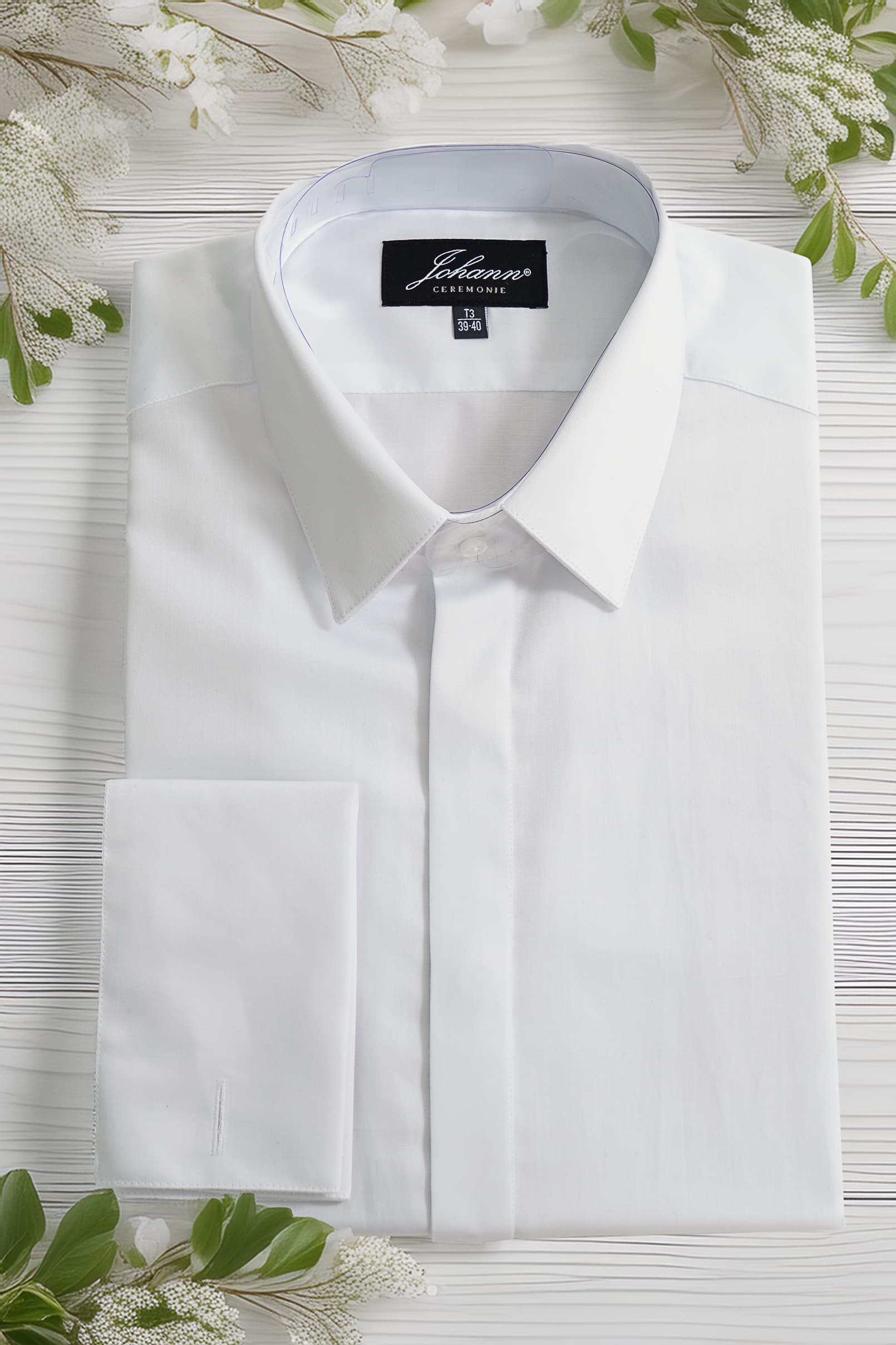 Chemise Cérémonie Col classique poignet mousquetaire Blanche