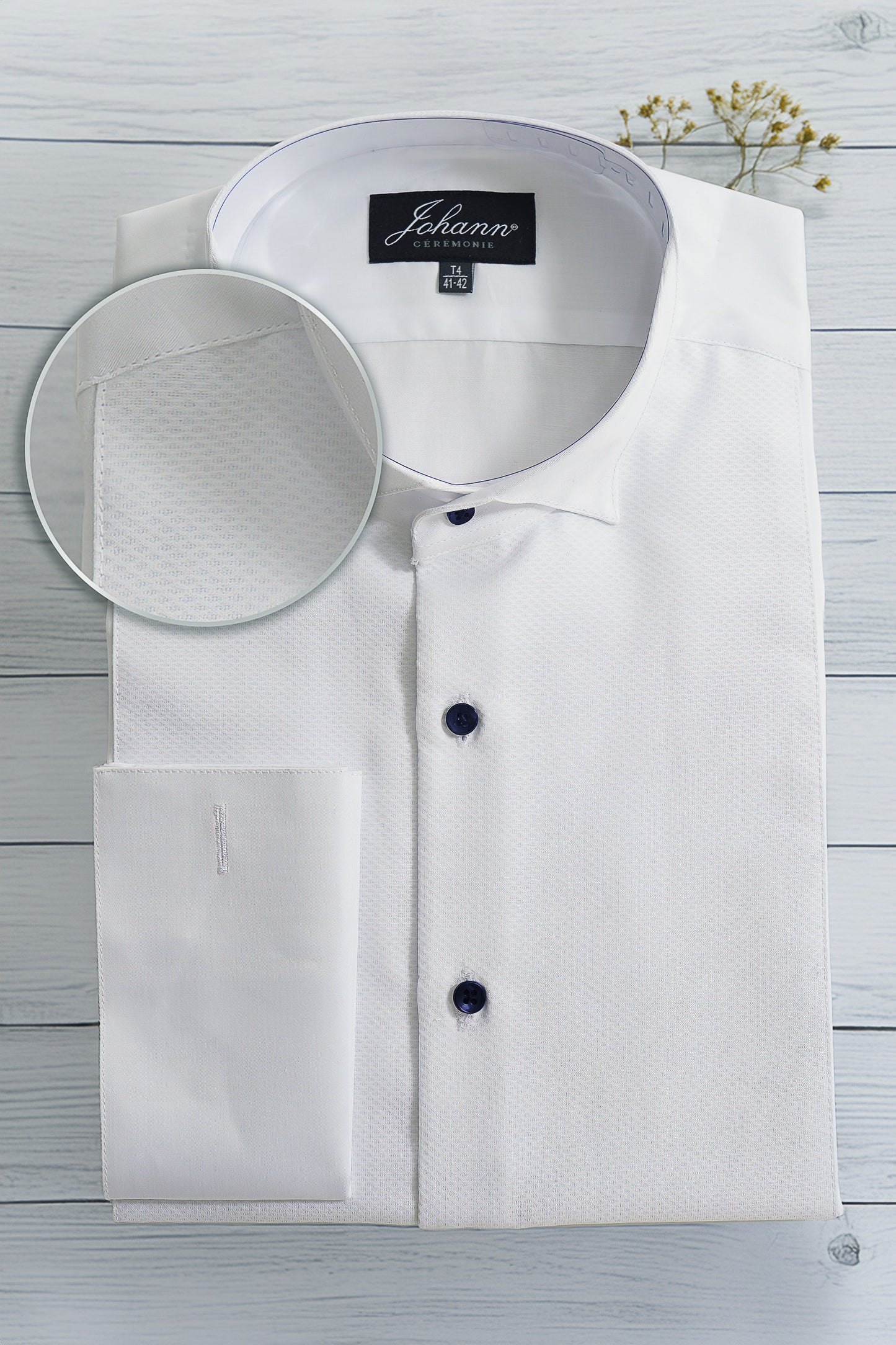 Chemise Cérémonie - Col cassé à plastron - Blanche