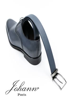 Ceinture cuir de vachette gris bleuté