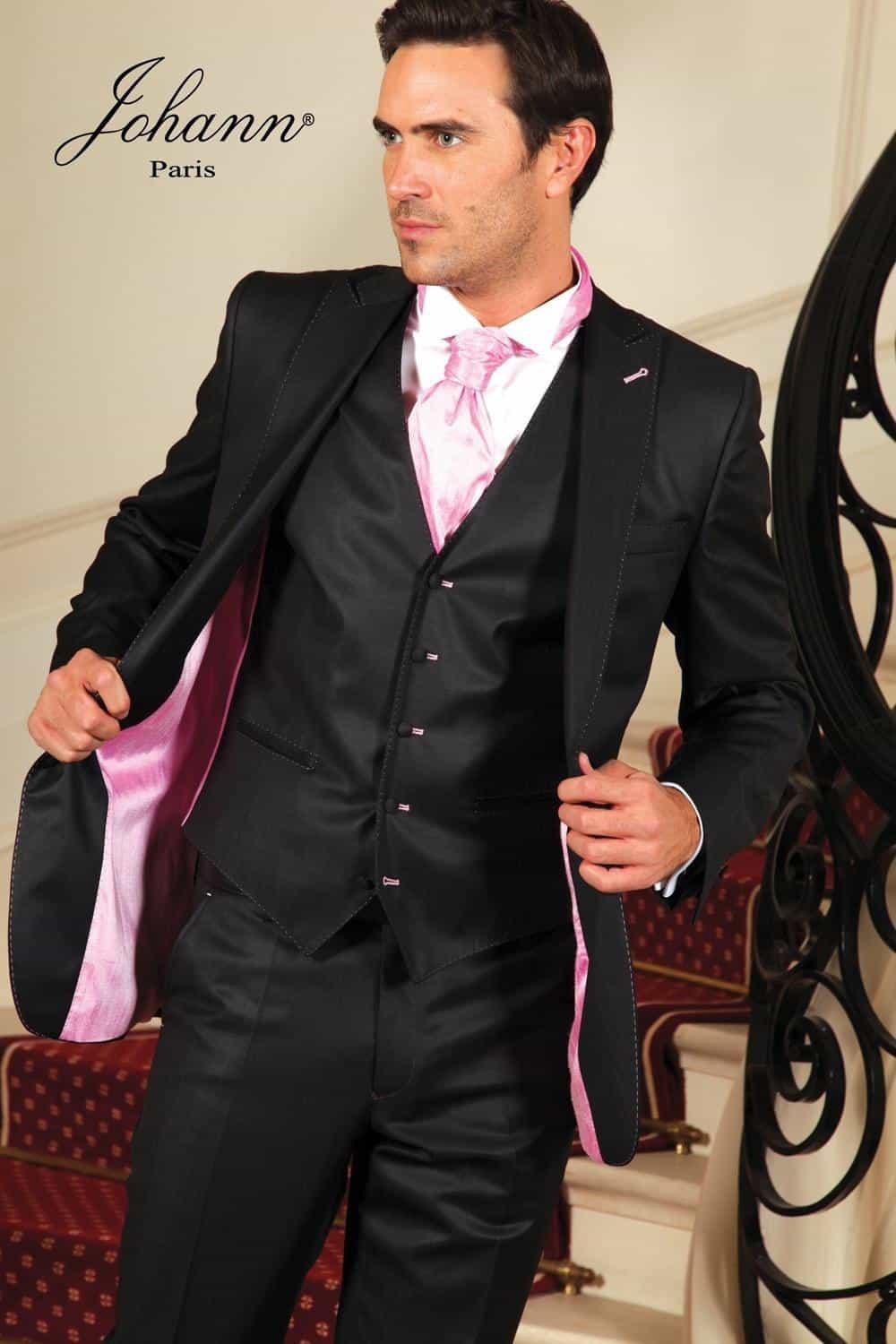 Costume avec Gilet Noir & Rose