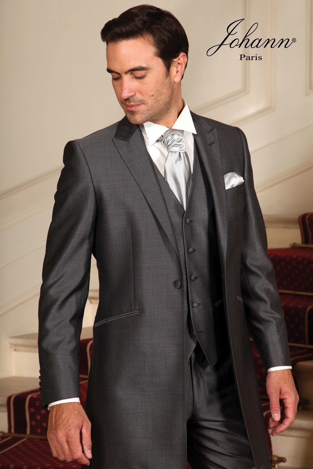 Redingote gris Anthracite & gilet Satin Silver