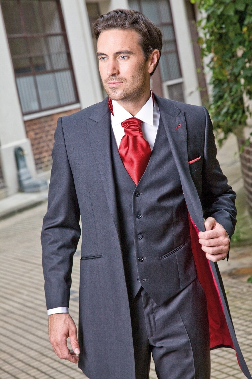 Redingote avec gilet Gris Anthracite & Rouge