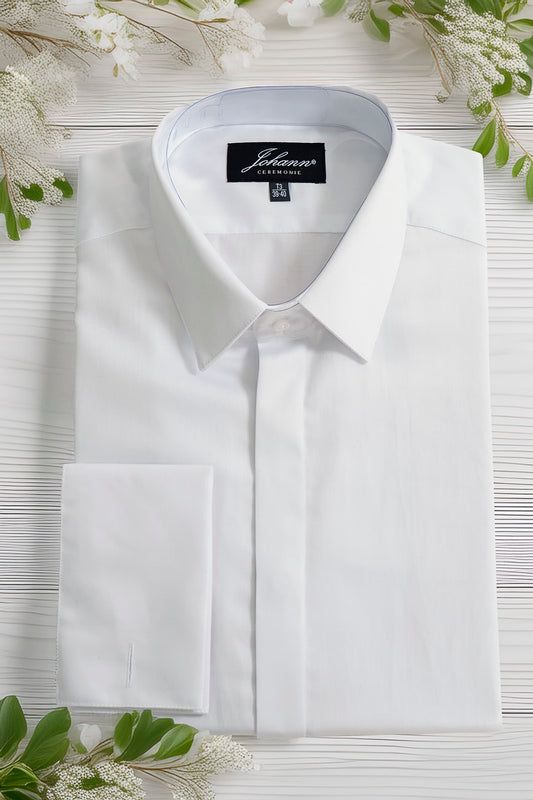 Chemise Cérémonie - Col classique poignet mousquetaire - Blanche