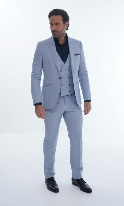 Costume sur mesure - 3 pièces bleu ciel